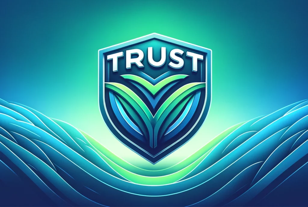 Image for desktop showing an AI generated image illustrating a shield with Trust written in it.