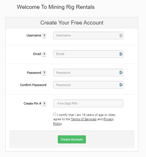 Create a free account on Mining Rig Rentals