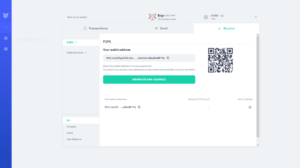 Receive ERGO on Yoroi Wallet
