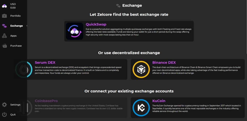Click on "QuickSwap" to trade cryptocurrencies quickly