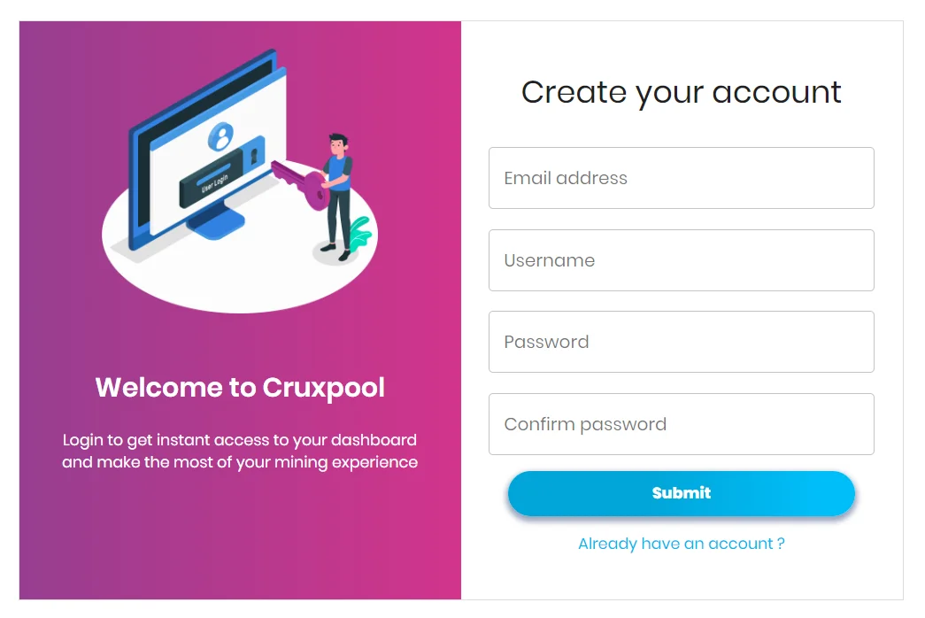 Create a Cruxpool account