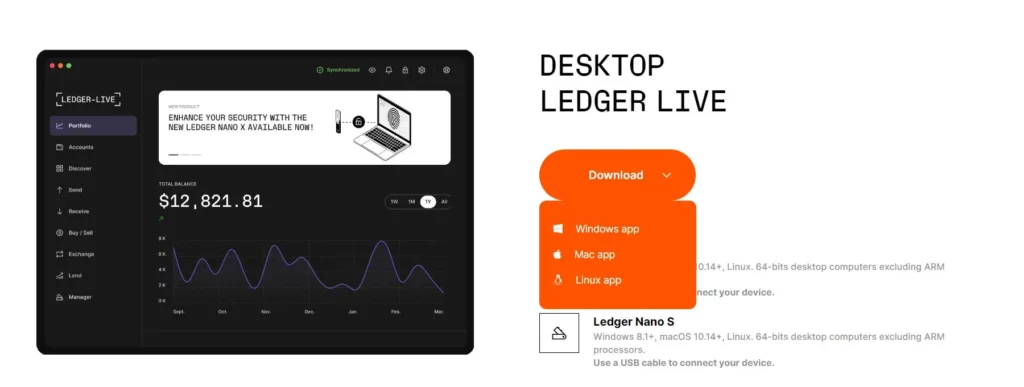 You can download Ledger Live on your computer for your Ledger Nano S