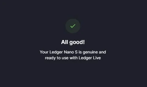 Ledger Live est connecté à votre Ledger Nano S