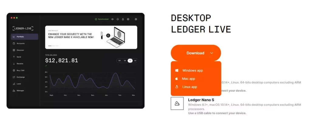 Vous pouvez télécharger Ledger Live sur ordinateur pour votre Ledger Nano S