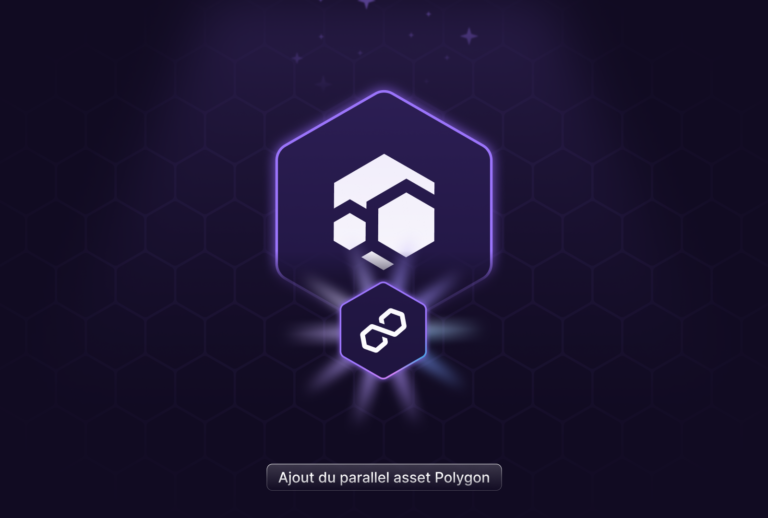 Image montrant le logo de la cryptomonnaie FLUX et la mention "ajout du parallel asset Polygon"