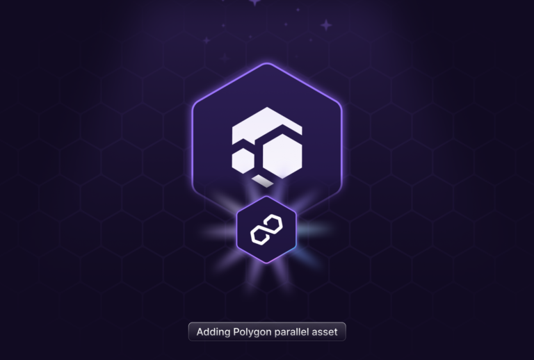 Image showing the logo of the cryptocurrency FLUX and the mention "additing Polygon parallel asset"