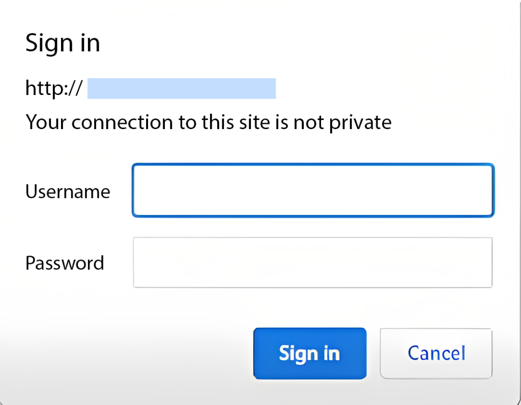Login field with spaces for username and password
