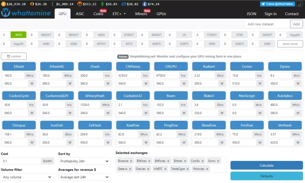 whattomine calculator